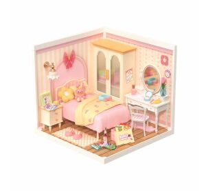 RoboTime 3D wooden puzzle Miniature house Pink room